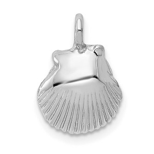 Black Bow Jewelry 14k White Gold Open Back Seashell Pendant - 1 of 4