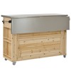 Cesicia 52.25'' W Outdoor Kitchen Island Fir Wood Kitchen Island with Stainless Steel Top, Ample Storage Spacer for Outdoor BBQ, Patio, Backyard - 3 of 4