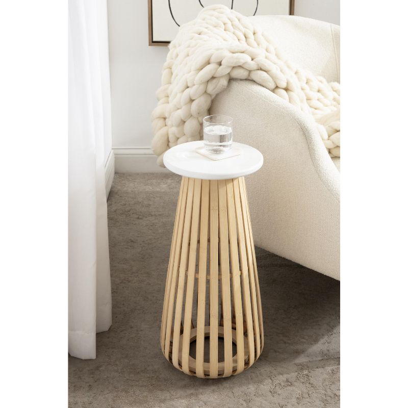Kate and Laurel Oren Round MDF Drink Table, 10x10x23, White and Natural, 6 of 10