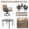 HOMEFUN 5 Piece Patio Dining Set for 4,Outdoor Wicker Furniture Set with 4 Cushions Swivel Rocker Chairs,steel Table Top,Gray - 2 of 4