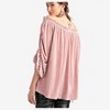 Anna-Kaci Women's Velvet Off-Shoulder Blouse with Ruched Sleeves and Tie Details - 3 of 4