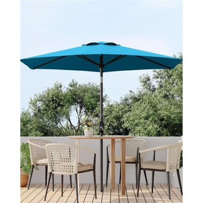 7.5ft Patio Umbrella with Push Button Tilt & Crank - 6-Rib UV Protection Waterproof for Deck/Pool/Backyard