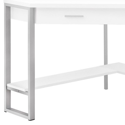 HomeRoots 42" White and Silver Corner Computer Desk