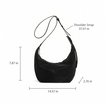 Сумки Alilang Soft Faux Leather Crescent Shoulder Bag Adjustable Strap Slouchy Everyday Crossbody Purse, Classic Black — фото 5