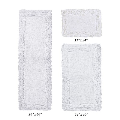Shaggy Border Collection 3-Piece Bath Rug Set 100% Cotton Tufted Weave Ruffle Border Pattern Bathroom Rug for Machine Washable Bathmat