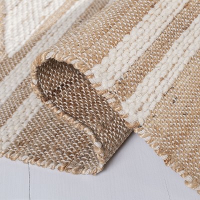 Ivory and Natural Wool Flat Woven Handmade 8' x 10' Area Rug