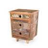 TIRAMISUBEST Recycled Wood Nightstand - 3-Drawer Vintage Side Table for Bedroom & Living Room, Natural Finish - 4 of 4