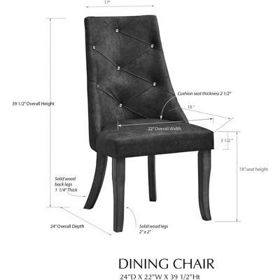 Dark Brown Tufted Faux Leather Parsons Side Chair Set