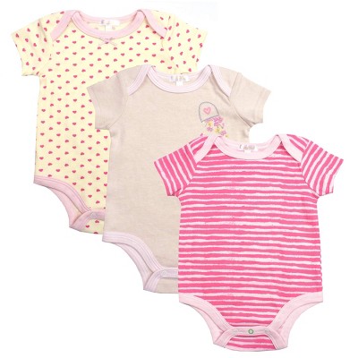 Tahari Baby Girl's 3 Pack Bodysuit Creeper Bundle Set - Hearts, Stripes ...