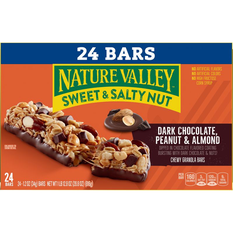 Nature Valley Sweet and Salty Dark Chocolate Peanut and Almond - 24ct, 3 of 9