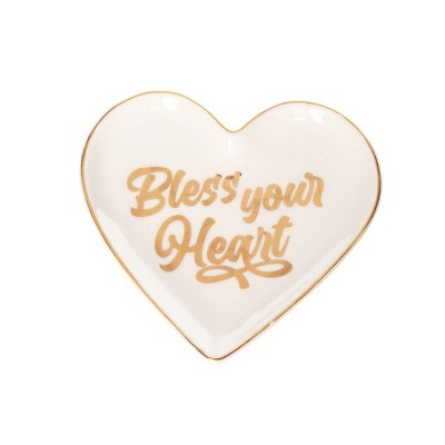 Totalee Gift Bless Your Heart Trinket Tray Ceramic gold