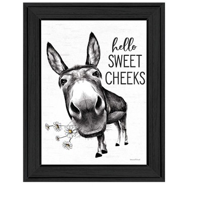 HomeRoots Hello Sweet Cheeks Donkey Black Framed Print Bathroom Wall Art