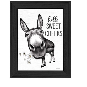 HomeRoots Hello Sweet Cheeks Donkey Black Framed Print Bathroom Wall Art - 1 of 4