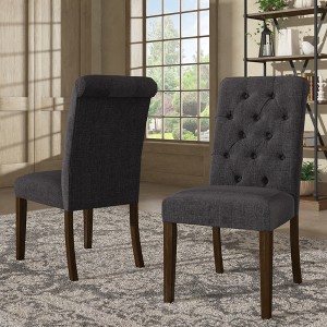 Set of 2 Gramercy Tufted Rolled Back Parsons Chairs - Inspire Q - 1 of 4