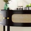 Kumasinova 32.3" Unique Half Moon End Table with 2 Doors,Rustic Rattan Sofa Side Table for Living Room&Bedroom,Elegant 2-Tier Nightstand - 4 of 4