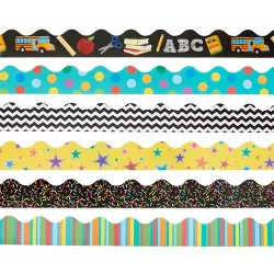 Juvale 6 Pack Assorted Classroom Borders for Bulletin Boards and Wall Decor, 6 Designs, 36 Inches