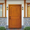 Lirago 2 Panel Plank Arch Top Fiberglass Front Doors 36  inch  x 80  inch  Right Hand Inswing Brown Wooden Grain Finish with Door Jamb - 2 of 4