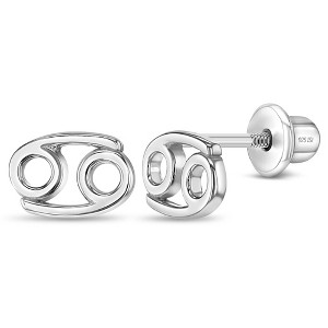 Girls' Polished Zodiac Screw Back Sterling Silver Earrings - In Season Jewelry - 1 of 4