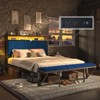 AMERLIFE LED Bed Frame with Foldable Ottoman, Charging Station, Velvet Upholstered Headboard - 3 of 3