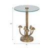 Accent Table Metal Aluminum Tempered Glass Mushroom Base Finish Round Top for Home Office Bedroom Living Room Decor - 20" Gold - 2 of 4