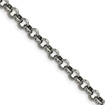 Black Bow Jewelry Men's 6mm Stainless Steel Polished Rolo Chain Necklace