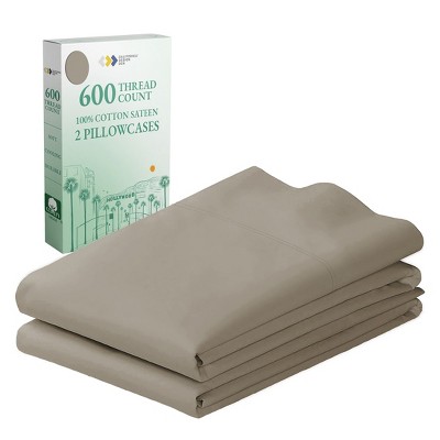 Luxury 600 Thread Count Pillowcases - 100% Cotton Sateen, Soft, Cool & Breathable by California Design Den