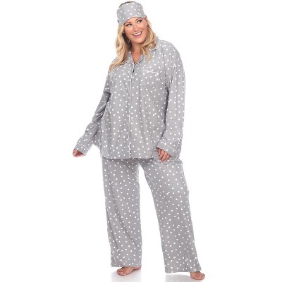 Plus Size Long Sleeve Floral Pajama Set Gray 1x - White Mark : Target