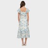 August Sky Women's Flounce Sleeve Ruffle Trim Floral Midi Dress - 2 of 4