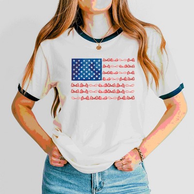 Simply Sage Market American Bow Flag Coquette Ringer Tee