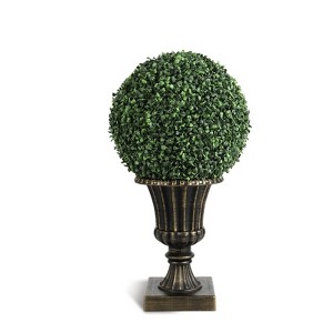 16" Artificial Plant Topiary Ball Tree with 40 Lights, USB, Remote Control, 8 Lighting Modes - 1 of 4