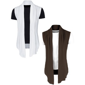 Lars Amadeus Men's Open Front Regular Fit Sleeveless Cardigan 2 Packs - 1 of 4