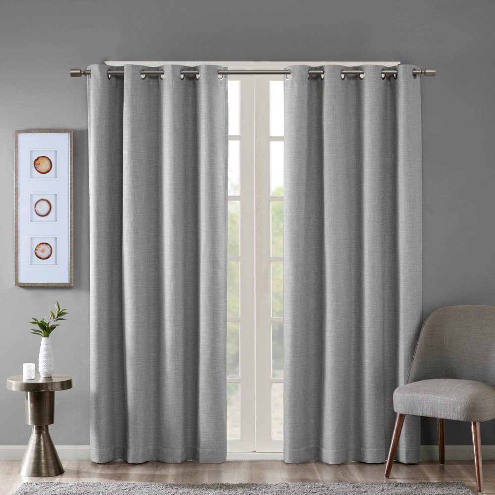 Photos - Curtain Rod / Track 54"x50" Rune Printed Heathered Blackout Panel Gray - SunSmart