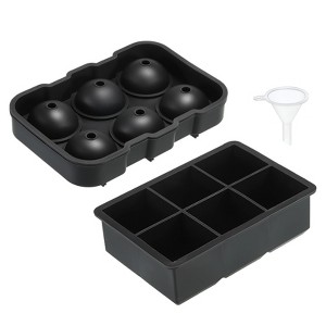 Unique Bargains Silicone DIY Drink Ball Square Maker Ice Cube Trays with Funnel 7.1" 6.5" 2 Pcs - 1 of 4