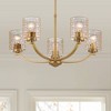 Possini Euro Design Caulfield Gold Metal Pendant Chandelier 26" Wide Modern Clear Textured Glass 5-Light Fixture for Dining Room - 2 of 4