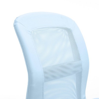 Ergonomic Sky Blue Faux Leather Low-Back Swivel Task Chair