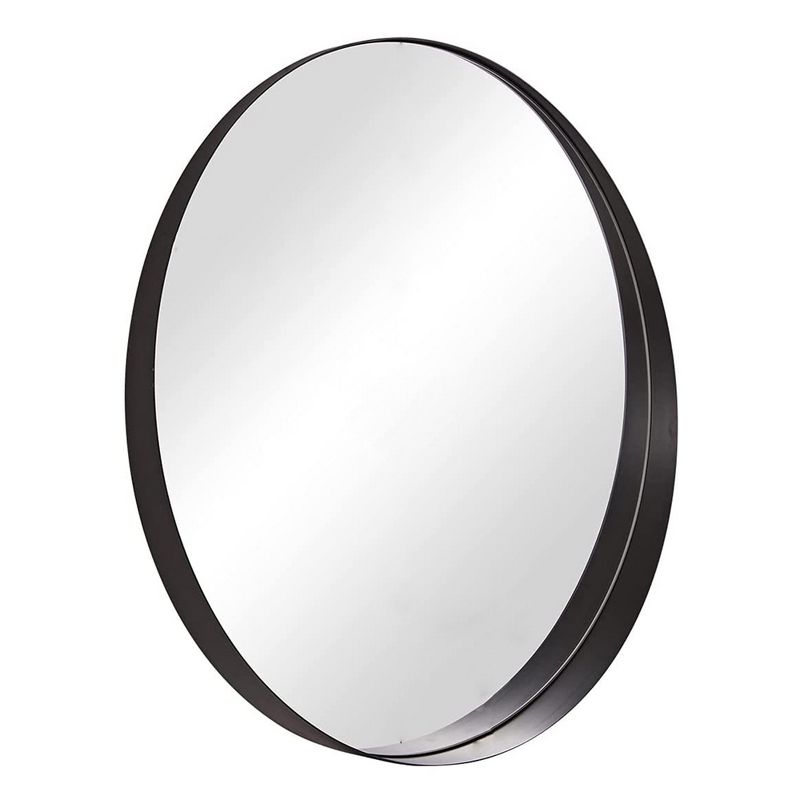 ANDY STAR 30 x 30 Inch Round Circle Mirror with 1-3 Inch Deep Millimeter Stainless Steel Metal Frame for Bathroom, Entryway, and Living Room, Black, 1 of 7