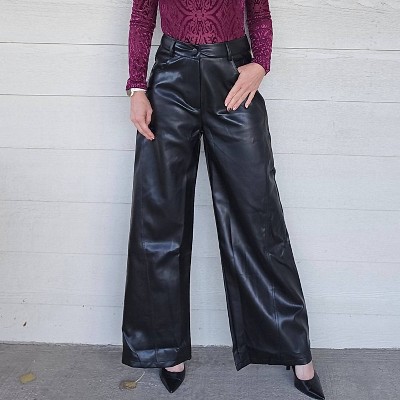 Women's Wide Leg Patent Pants - Blue B