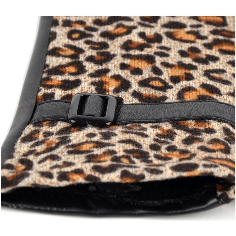 Women's Brown Leopard Print Gloves With Fleece Lining And Touch Screen, 3 of 6