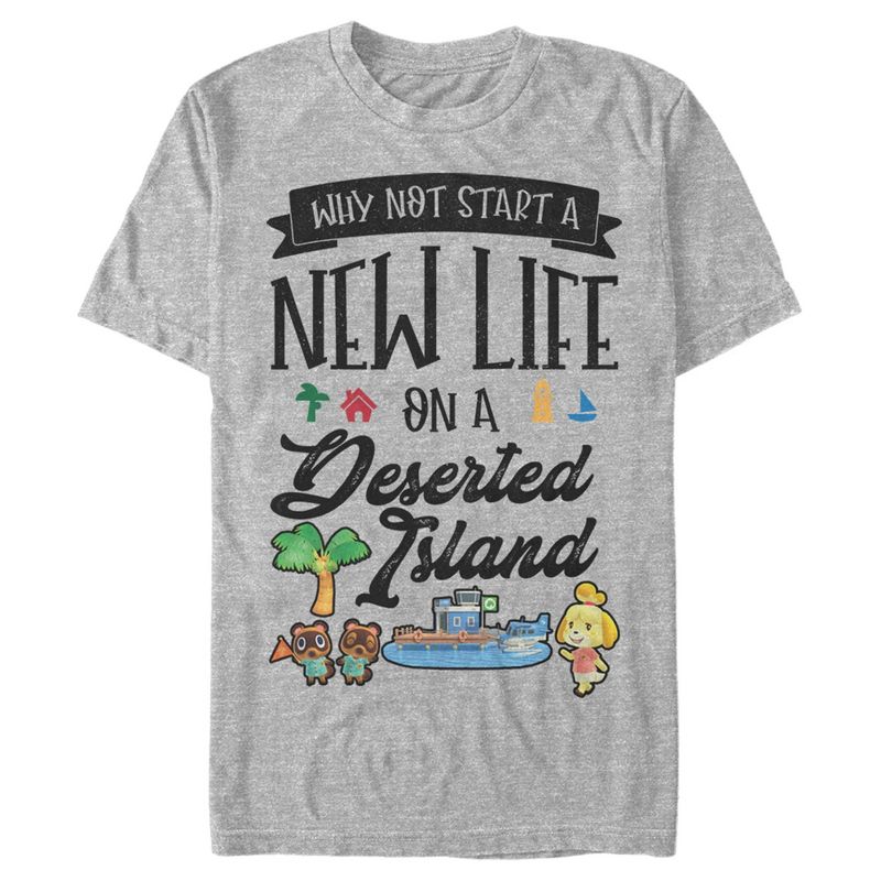 Men's Nintendo Animal Crossing New Life on Deserted Island T-Shirt, 1 of 5
