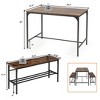 Homy Casa 3-Piece Small Space Dining Table Set with Metal Frame, Engineered Wood Top, Brown - 3 of 4