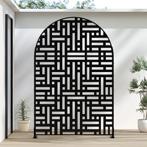 Street black arched galvanized sheet screen 71.37x46.8inch balcony terrace garden bedroom decoration privacy screen - 1 of 4