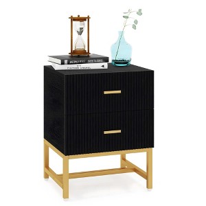 Kumasinova 19.69"Nightstand with 2 Drawers and Metal Legs,Bedside Cabinet with Wooden Top,End Table for Bedroom,Living Room - 1 of 4