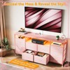 63" Fabric Dresser with 10 Drawers, TV Stand, Built-in USB Ports & LED Lights, Multi-Functional Storage for 75" TVs - 3 of 4
