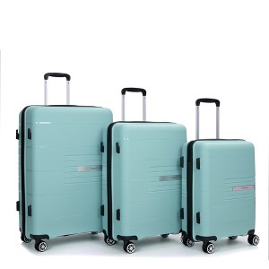 Gulches Hardshell Suitcase Double Spinner Wheels PP Luggage Sets Lightweight Durable Suitcase with TSA Lock,3-Piece Set (20/24/28) , Light Green - 1 of 4