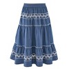 Collections Etc Stylish Embroidered Detail Tiered Denim Pull-On Skirt - 2 of 4