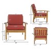 Christopher Knight Home Peyton Outdoor Acacia Wood Club Chairs with Water-Resistant Cushions (Set of 2) - 3 of 4