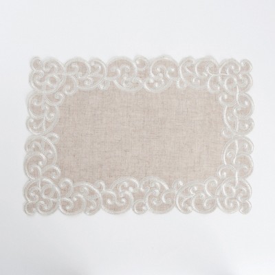 Saro Lifestyle Embroidered Design Placemat, 14"x20" Oblong, Natural (Set of 4)