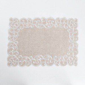 Saro Lifestyle Embroidered Design Placemat, 14"x20" Oblong, Natural (Set of 4) - 1 of 4