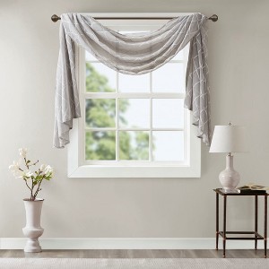 VYNXARIA 50x144" Diamond Sheer Embroidered Window Scarf,Grey(1 Window Scarf) - 1 of 4