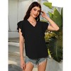 Clearlove Women Tops for Summer Fashion Trendy Cap Sleeve V Neck Dot Chiffon Blouse Flowy Loose Fitting Teen T-Shirt - 3 of 4